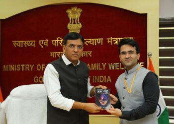 IRS officer Sahil Seth launches his book ‘A confused mind story’ with the first copy to Union health Minister Mansukh L Mandaviya
